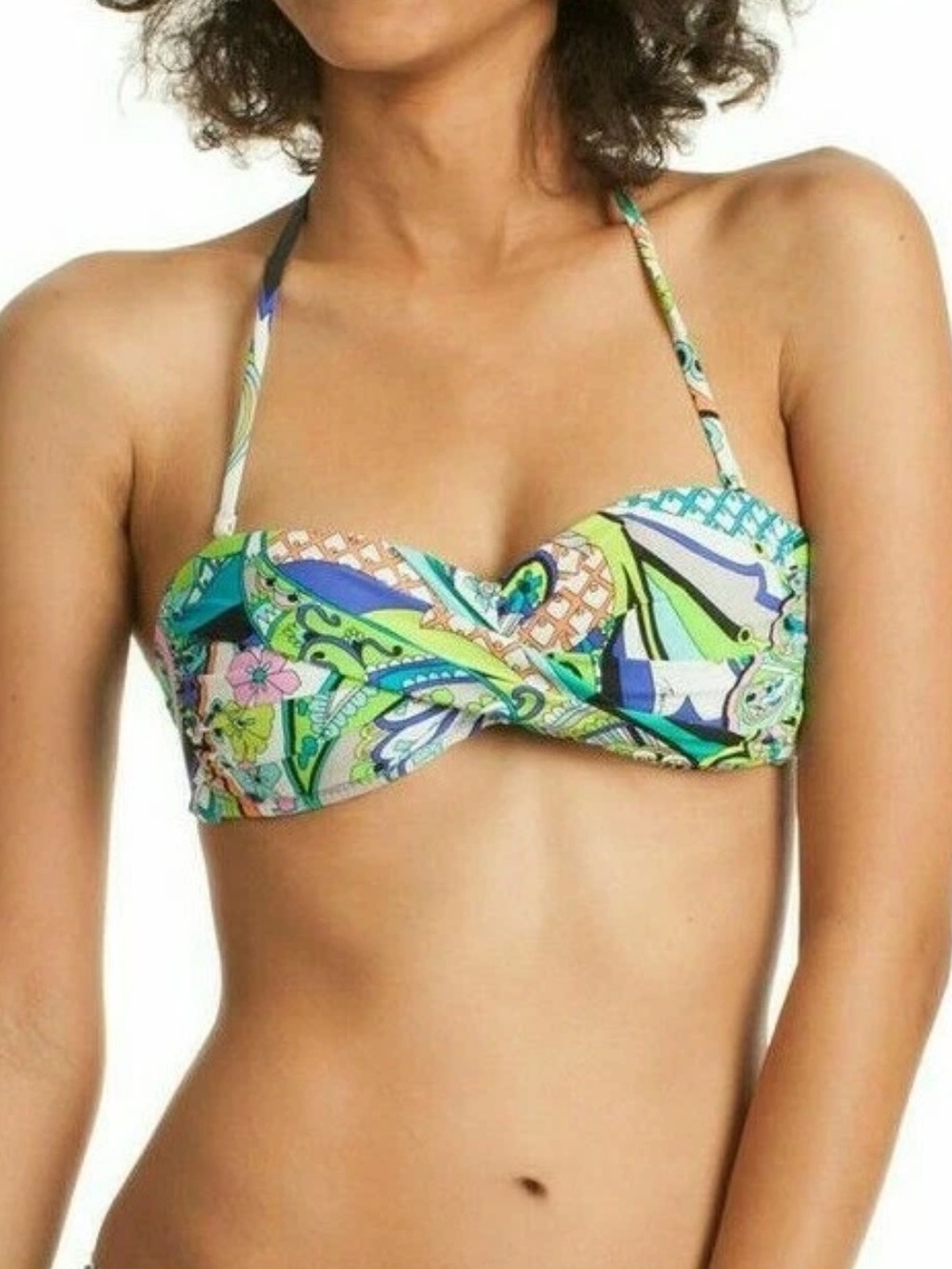 Trina Turk Women’s Nomad Paisley Cobalt Twist Bandeau Bikini Top Size 12